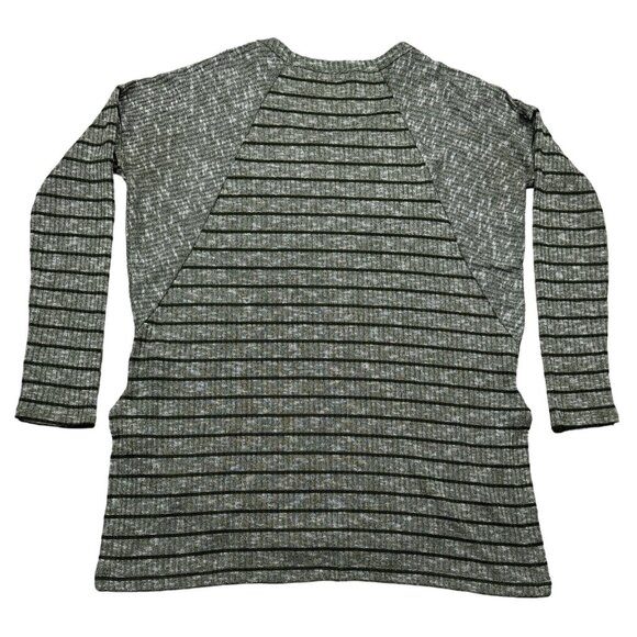 Staccato Womens  Green Black Striped Long-Sleeve Sweater Tunic Top Knit Large - Picture 8 of 15